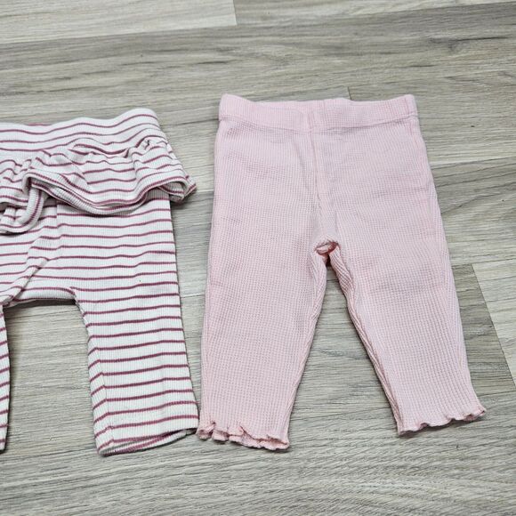 Carter's Baby Girl Ribbed Pants 3 Months Stripe Ruffle Flowers - Picture 3 of 6